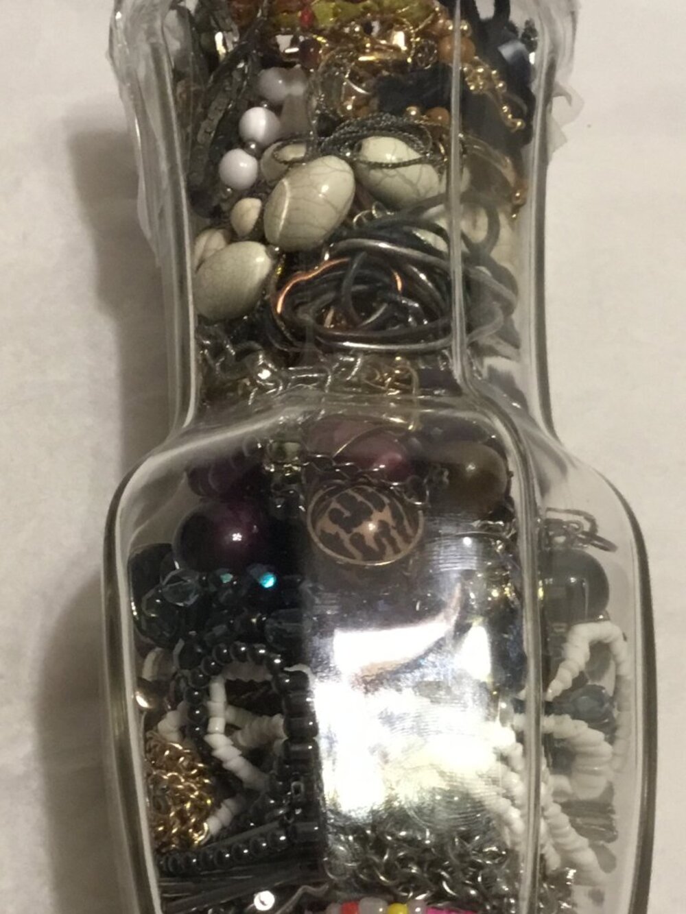 Tall, heavy glass vase filled with lots of good jewelry - Picture 6 of 11